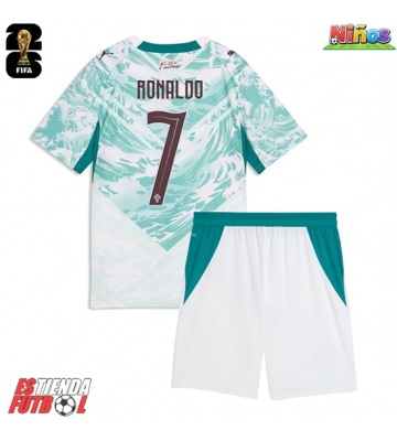 Portugal Cristiano Ronaldo #7 Segunda Equipación Niños Mundial 2026 Manga Corta (+ Pantalones cortos)